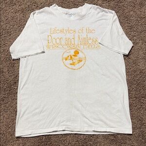 White Graphic T-Shirt with Yellow Print